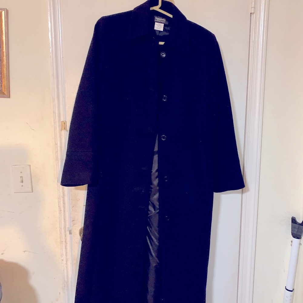 Long maxi length black female coat